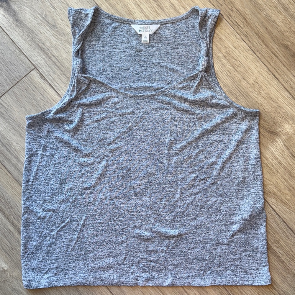 MARKET & SPRUCE Flowy Light Soft Gray Sleeveless Knot Decor Tank Top